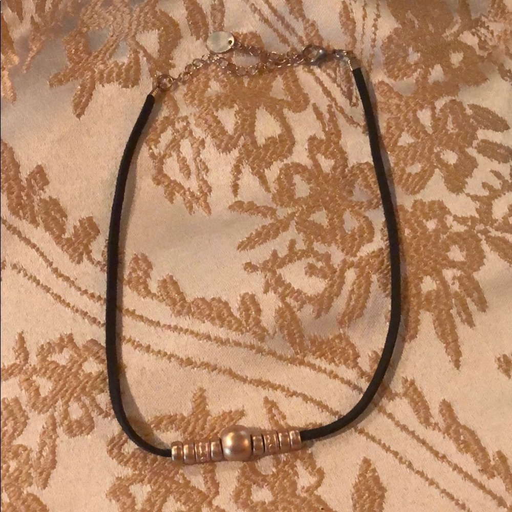 Leather and gold choker